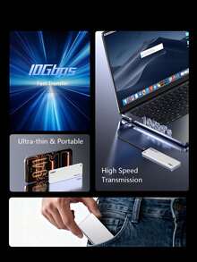 EAGET Casing SSD M.2 NVMe Ultra Tipis 6mm USB3.2 Gen2 10Gbps Hanya NVMe PCI-E Untuk SSD 2230 2242 2260 2280 Tidak Mendukung SATA NGFF - Perak - View 4