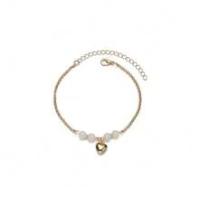 1pc Fashionable 3D Heart Beaded Single Layer Anklet, Suitable For Women's Daily Wear - Gold - View 5