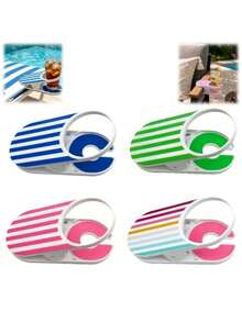 1pc Universal Clip-On Drink Holder, Can Be Clipped To Table Edge, Suitable For Tables And Chairs, Adjustable Clamp With Non-Slip Silicone, Suitable For Beach, Camping And Office - Multicolor - View 1
