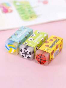 6pcs Sports Erasers, Basketball, Soccer And Volleyball Shaped, Suitable As Sports-Themed Birthday Party Or Back To School Gifts, First Day Of School - Multicolor - View 3
