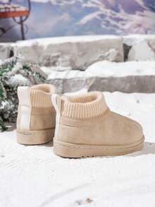 1 Pair Kids Knitted Socks Snow Boots Winter New Style Anti-Slip Baby Warm Boots - Beige - View 4
