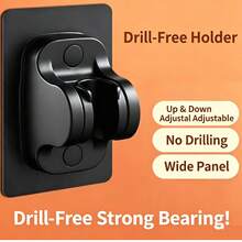 No-Drill Shower Head Holder Adjustable Multi-Position Universal Shower Head Base Fixer - Black - View 6