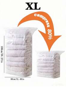 Vacuum Storage Bags Extra Large Cube Style Giant Vacuum Sealed Bags Suitable For Clothes, Bedding, Blankets, Pillows, Bed Linen And Sweaters Space-Saving Closet Storage - Clear - View 11