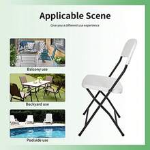 Folding Chairs Set Of 4 Plastic Chairs Portable Foldable Metal Folding Chairs With Metal Frame HDPE Backrest And Seat Cushion 265 LBS Capacity For Indoor Use, White - White - View 6