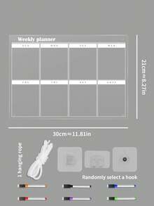 Transparent Acrylic Wall-Mounted Planning Board Set, Weekly / Recipe / Monthly Planner 3 Options, Erasable Reusable Whiteboard With Markers, Hooks And Hanging Rope, Back To School - Multicolor - View 15