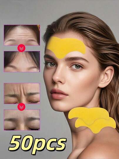 50pcs Forehead Wrinkle Smoothing Patches, Alcohol-Free Firming Skincare Formula, Creates Smooth Firm Young Skin, Suitable For All Skin Types, Adult Skincare Use, Forehead Mask, Lifts And Smooths Forehead Wrinkles, Skincare Tool, Facial Care Product