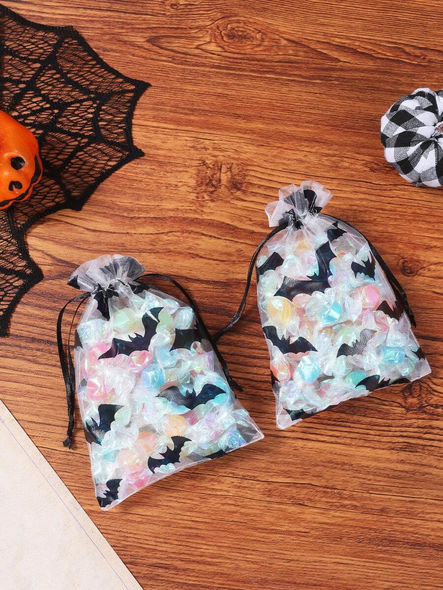10pcs Halloween Packaging Bags, Black Bat Mesh Bags, Gift Bags, Party Bags, Packaging, Candy Bags, Sweet Bags, Halloween Party Supplies, Halloween Decorations, Halloween Kitchen Supplies, Halloween Table Centerpiece Decorations, Halloween Decor, Halloween Gifts, Party Favors, Halloween Home Decor, Room Decor, Christmas Decorations, 2027 New Year Party Decorations, New Year Gifts, Winter Decorations