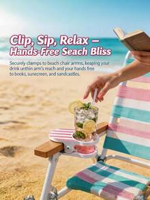 1pc Universal Clip-On Drink Holder, Can Be Clipped To Table Edge, Table And Chair, Adjustable Clamp Cup Holder With Non-Slip Silicone, Suitable For Beach, Camping, Office - Multicolor - View 2