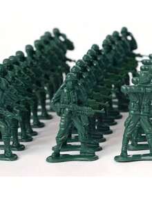 100pcs Plastic Soldier Model Set, Includes Soldiers, Armored Vehicles, Tanks, Aircraft, Soldier Theme, Children Interactive Toys, Parent-Child Toys - Multicolor - View 3