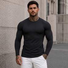 Men's Thermal Shirt Second Skin UV Protection Thermal Blouse - 黑色 - 查看 6
