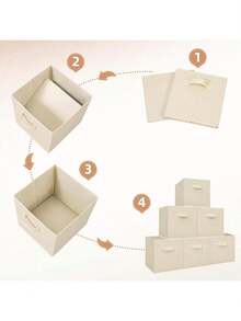 Cube Storage Bin, Foldable Fabric Cube Storage Bin, 11 Inch Cube Storage Bin With Handle, Collapsible Storage Cube For Closet, Pantry, Storage Room (Beige/Black/Grey, 1pc/3pcs/6pcs) - Beige - View 9