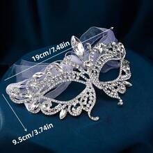 1pc Sparkling Zinc Alloy Party Mask, Sexy Costume Accessory For Festival And Celebration Halloween - Silver - View 4