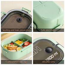 1pc Double-Layer Lunch Box With Utensils, Bento Box With Spoon And Fork, Microwave Lunch Box, Insulated Lunch Bag, 3-Compartment Food Storage Container Set - Multicolor - View 8