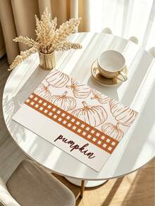 Autumn Harvest Festival Pumpkin Maple Leaf Wreath Heat-Insulated Placemats, Hello Autumn Thanksgiving Linen Placemats, Stain-Resistant Placemats, Suitable For Home Dining Room And Restaurant, Table Decor, Home Supplies 4pcs/6pcs/18pcs - Multicolor - View 6