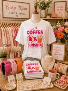 Iced Coffee & Sunshine T-Shirt | Summer Coffee Graphic Tee,Summer Tops,Tops For Women,Summer T Shirts,Y2k - White - View 2