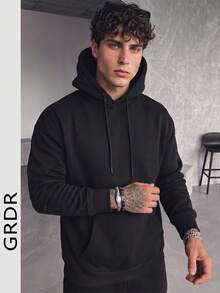 Men's Casual Loose Fit Hoodie Sweatshirt, Fashionable Style, Suitable For Autumn/Winter - Black - View 3