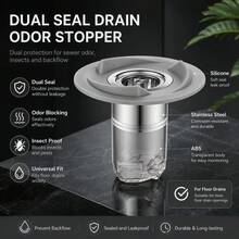 磁吸式排水口除臭密封芯 | 浴室排水過濾器 | 通用防臭蓋 | 防蟲防堵排水工具 - 地漏 - 查看 6
