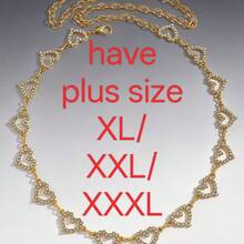 1pc Fashionable Heart-Shaped Rhinestone Waist Chain Metal Braided Belt, Suitable For Women's Summer Versatile Personalized Elegant Dress, Cute - Love 1 - View 2