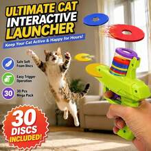 Interactive Cat Toy Launcher - Foam Disc Launcher, Suitable For Indoor Play, No Batteries Required, Fun For Kittens And Adult Cats - Multicolor - View 2