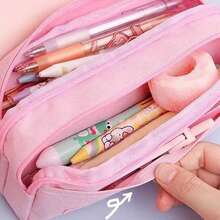 1-Piece Set. Cute, Multifunctional, Large-Capacity Puff Pastry Bear-Shaped Stress-Relieving Pencil Case For Elementary School Students. Suitable For School, Pencil Bags, Backpacks, And Stationery Supplies.,Back To School - Multicolor - View 6