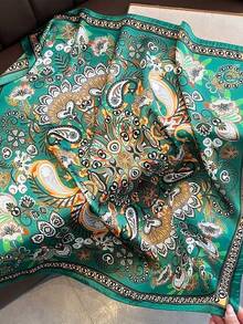 1pc 65*65cm Coffee Brown Ornate Full Floral Paisley Print Satin Imitation Silk Scarf Thin Multi-Use Scarf For Neck/Shawl/Waist All Seasons Daily Party - Multicolor - View 14