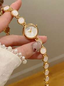 1pc Women's Round Quartz Watch, Vintage Style, Elegant And Fashionable, Suitable For Daily Wear, Excellent Gift Choice - Gold - View 11