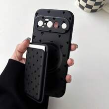 1pc Cute Black Small Heart Pattern Luxury Fashion Vintage Faux Leather Card Holder Straight Edge Magic Cube Liquid Soft Silicone Phone Case Compatible With Galaxy S26 S25 S24 Ultra S24 Plus S24 FE S23 S22 A55 A54 A53 A52 A50 A30 A42 A35 A34 A33 A25 A24 A20 A30 A15 A17, Smart 8/ Hot 40i/Spark 20/Spark 20C/Spark Go 2024/ G84/Honor X9b X9A X9D X7B X9C X6A 8X X7 X8 X8C X8B Y9S Y9A Y7P Y7P/1+ - Black - View 2