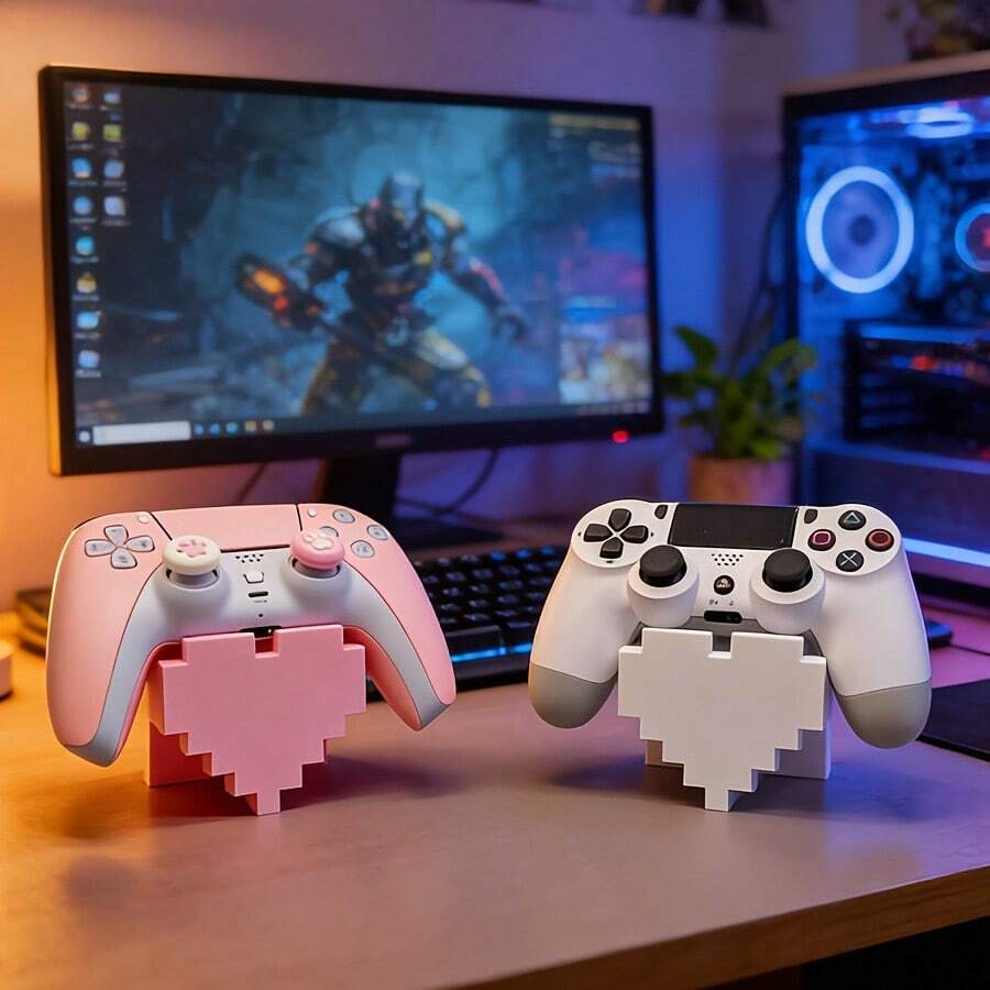 Aksesori Gaming: Dudukan Pengontrol Game Berbentuk Hati - View 1