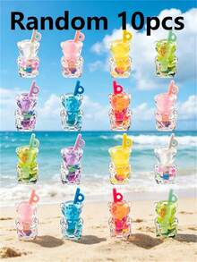 10/20/30/50/100 pièces Ensemble de fournitures de bijoux multicolores et vibrants pour crème glacée et bubble tea - Pendentifs en résine colorés, convenant pour la création de bijoux, porte-clés et artisanat - Designs durables et accrocheurs, accessoires pour colliers, boucles d'oreilles, cadeaux, confection de bijoux - Pendentif bouteille - Voir 25