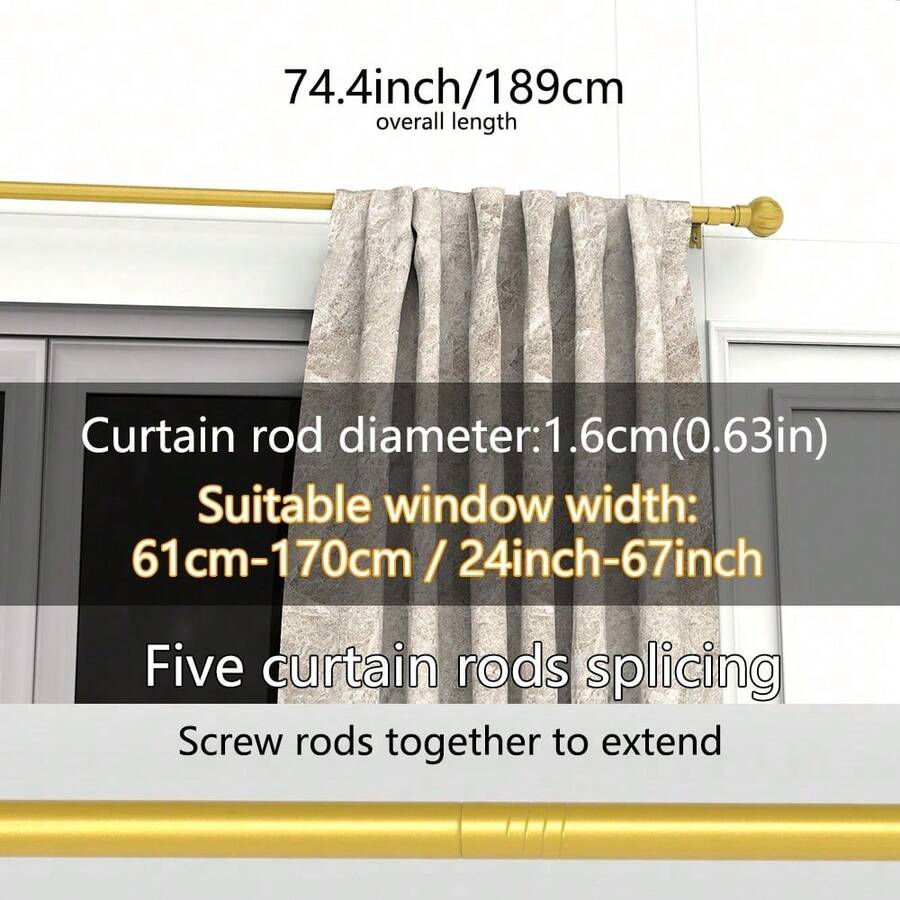 Decorative Rod Head - Gold 74.4 Inches/189 cm - View 1