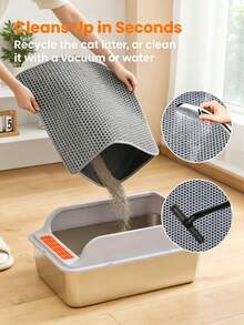 Cat Litter Trapping Mat, Double-Layer Honeycomb Design Large Aperture Litter Recovery Mat, Anti-Urine Cat Litter Box Mat, Multi-Size Full Coverage Mat, Khaki/Green/Grey - Multicolor - View 1