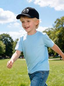 Gorra de béisbol lavada para niños, multicolor con bordado, casual de moda para exteriores, ajustable, con protección solar, para primavera/verano - Multicolor - Ver 2