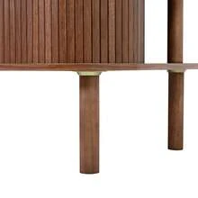 Coffee Table 110 * 55 * 45 Cm Made Of MDF, Living Room Table With Roll-Up Door, Open Compartments For Storage, Load Capacity Up To 60 Kg, Scandinavian Coffee Table, Side Table For Sofa, Coffee Table, Walnut Color. - 胡桃木色 - 查看 10