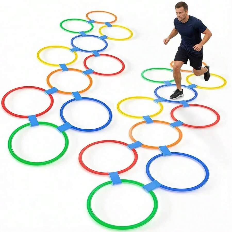 21pcs Agility Ladder Ring Set, 38CM Speed Training Obstacle Rings, Non-Slip Football Training Cones, Sports Training Fitness Equipment