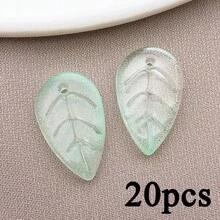 20pcs Glass Leaf Pendant Jewelry Making DIY Earrings Pendant Various Design Charms For Jewelry Making Bracelets Necklace - Multicolor - View 14