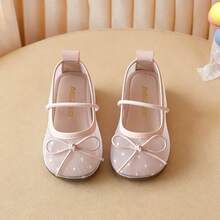 Toddler Girls Polka Dot Mesh Ballet Flats, Breathable Bow Mary Jane Shoes, Children's Daily Party Performance Soft Sole Non-Slip Flat Shoes - Pink - View 5