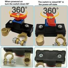 12V/24V 車用電池斷電開關隔離器,電池電源接線開關,適用於汽車、卡車、船隻、露營車配件,防放電漏電保護器,無需電源 - 黑色 - 查看 7