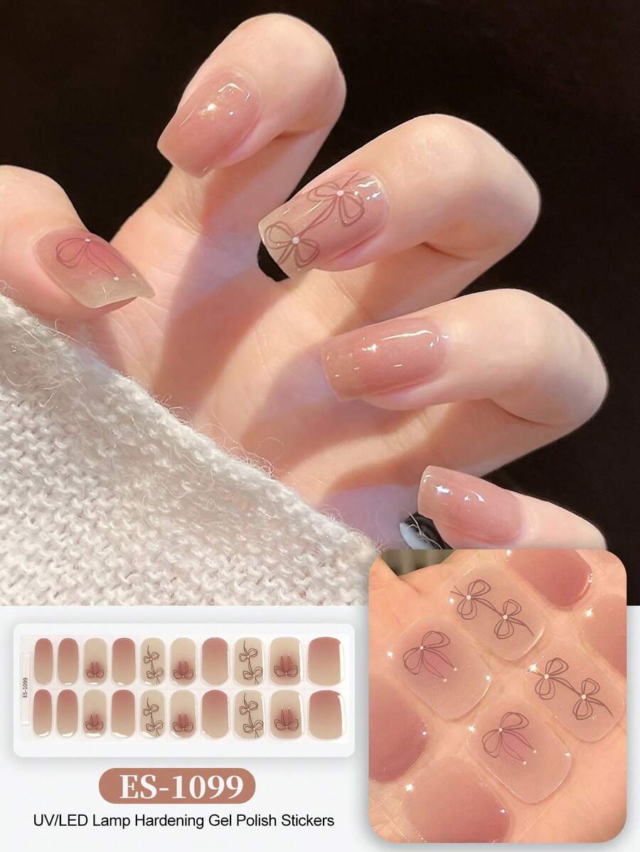 Cross-Border New Semi-Cured Gel Summer Toe Nail Stickers, Glitter Shiny Design, In Stock Wholesale, Waterproof And Long-Lasting - 藕粉色 - 查看 1