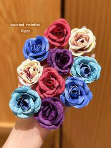 10 piezas de pinzas para el cabello con decoración de flores dulces y coloridas - Multicolor - Ver 4