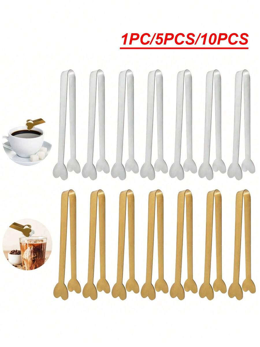 1/5/10件装不锈钢心形糖夹,厨房烹饪夹,糖果甜点夹,派对餐具,婚礼餐具,冰块夹,单身派对及咖啡厅配件,婚礼装饰,万圣节装饰,学校用品,情人节派对,家居装饰,家居礼品 - 彩色 - 查看 1
