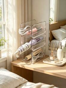 2/1pc Stackable Clear Hair Tool Organizer Hair Straightener Holder For Vanity Countertop Portable Curler Storage Rack Styling Wand Stand Bathroom Organization Accessories Space Saving Curling Iron Holder Stackable Hair Styling Tool Organizer - Multicolor - View 2