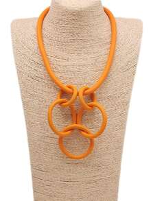 MARLIWOO 1pc Minimalist Interlocking Personalized Classic Round Geometric Exaggerated Handmade Fashion Necklace For Women - Multicolor - View 3