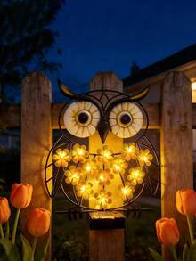 1 Peça Luz de Atmosfera Pendurada com LED em Formato de Animal de Arte de Ferro Alimentada por Energia Solar para Jardim, Varanda, Pátio, Decoração de Cena de Festa de Feriado, Luz Noturna Prática, Presente para Mãe, Avó, Aniversário de Mulheres ou Entusiastas de Jardinagem - Multicolorido - Visão 3