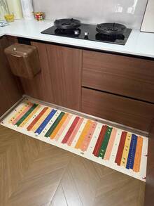 1 pieza Alfombra decorativa de cocina con rayas degradadas de arcoíris, alfombra rectangular absorbente de tierra de diatomeas de estilo minimalista americano, alfombra antideslizante para baño, adecuada para uso diario en cocina, baño, lavandería, pasillo - Naranja - Ver 11