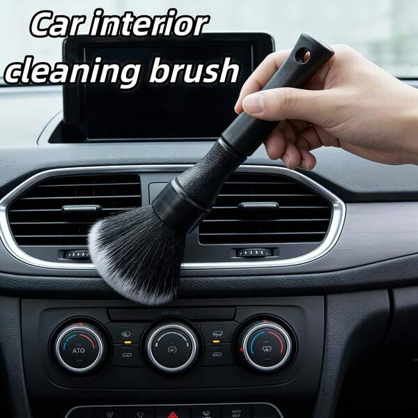 1 buah Sikat Pembersih Interior Mobil Bulu Lembut Warna Hitam, Sikat Pembersih Debu Serbaguna untuk Detailing Mobil, Dasbor, dan Celah Ventilasi Udara