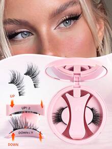 MAANGE 1 Pair Magnetic Eyelashes (Round Box With Applicator), Cat Eye Style, Natural & Thin, Reusable, Portable, No Glue Needed, No Makeup Remover Needed, Comfortable All-Day Wear. Suitable For Women's Travel, Party, Work, Pink Women's Gift, False Eyelashes, Eyelashes - Black - View 13