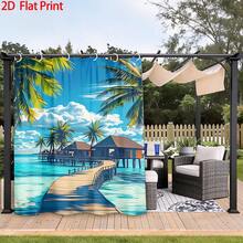 1PC/2pcs Outdoor Window Shade Including Hooks; Featuring Tropical Island Print; Machine Washable; Ideal For Gazebos, Patios And Gardens - Printing - View 10