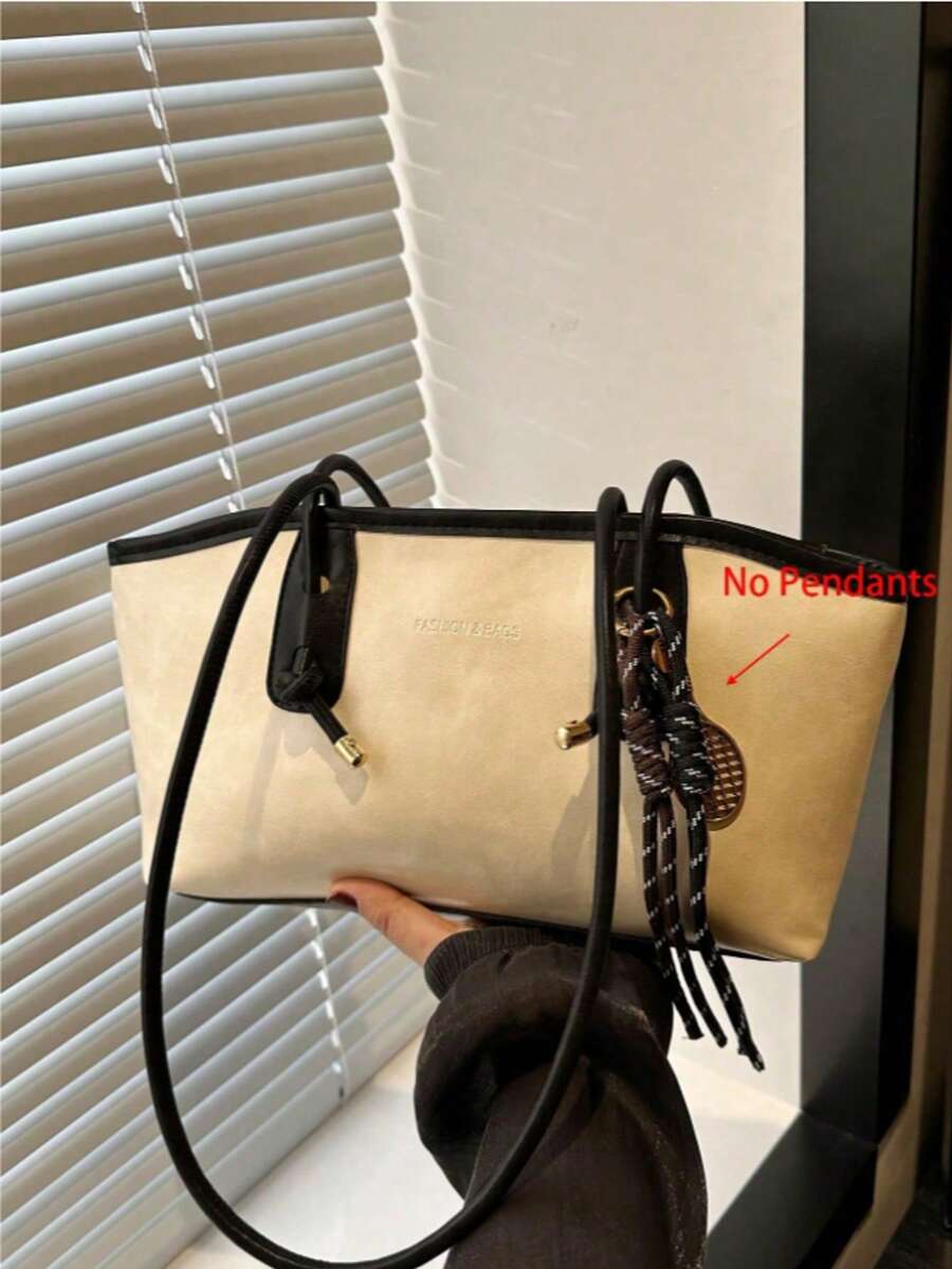 Tas Bahu Wanita Berkemasan Besar, Modis, dan Serbaguna, Tas Tote Kanvas Baru, Desain Premium, Sempurna untuk Sekolah, Kerja, dan Belanja (Tanpa Liontin)