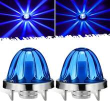 2pcs Blue Glass Watermelon Marker Lights With Stainless Steel Bezel For Trucks And Off Road Vehicles - A - View 1