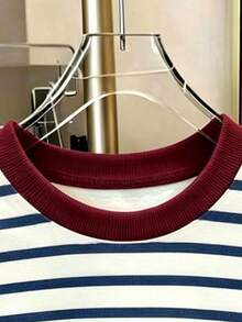 Tween Girl Cartoon Pattern Print Striped Crew Neck Long Sleeve Sweatshirt - White - View 6